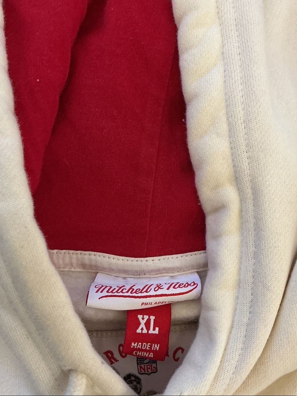 Mitchell & Ness Cream Kansas City Chiefs Hoodie with Red & Black Accents - Picture 2 of 3